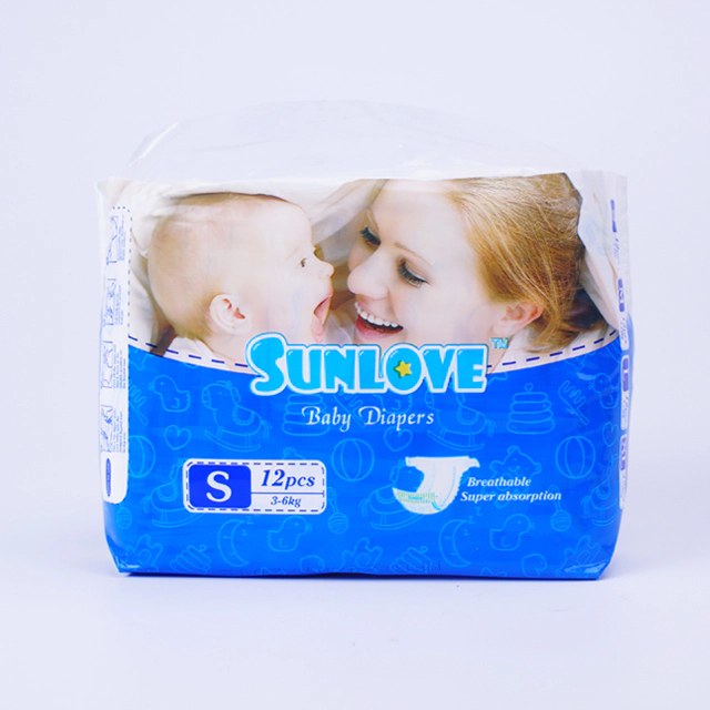 OEM Sunlove Perfume free Breathable Clothlike Printed Nappies Baby Diaper Manufacturer
