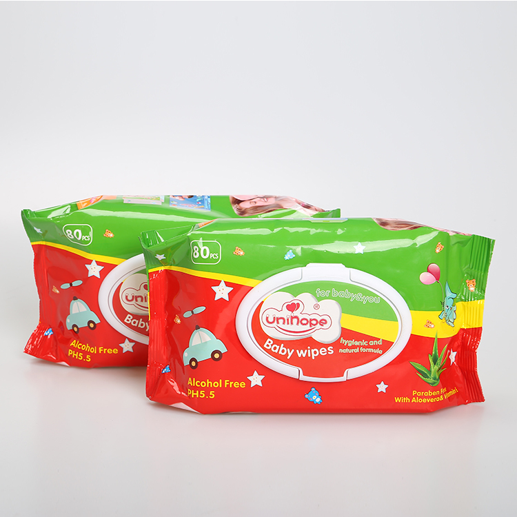 Unihope brand cheaper price hot sell antibacterial disposable soft baby wipes protect the baby‘s skin