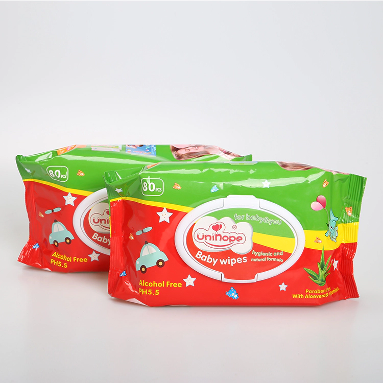 Unihope brand cheaper price hot sell antibacterial disposable soft baby wipes protect the baby‘s skin