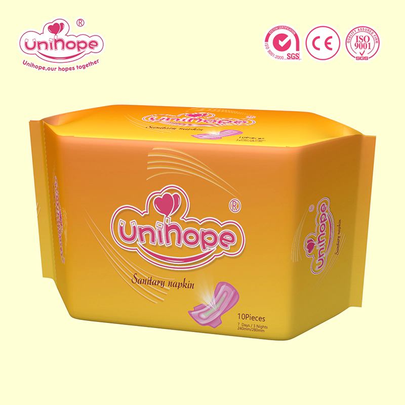 Unihope high quality best Lady Sanitary Pad Disposable Cotton Sanitary Napkin Manufacturer