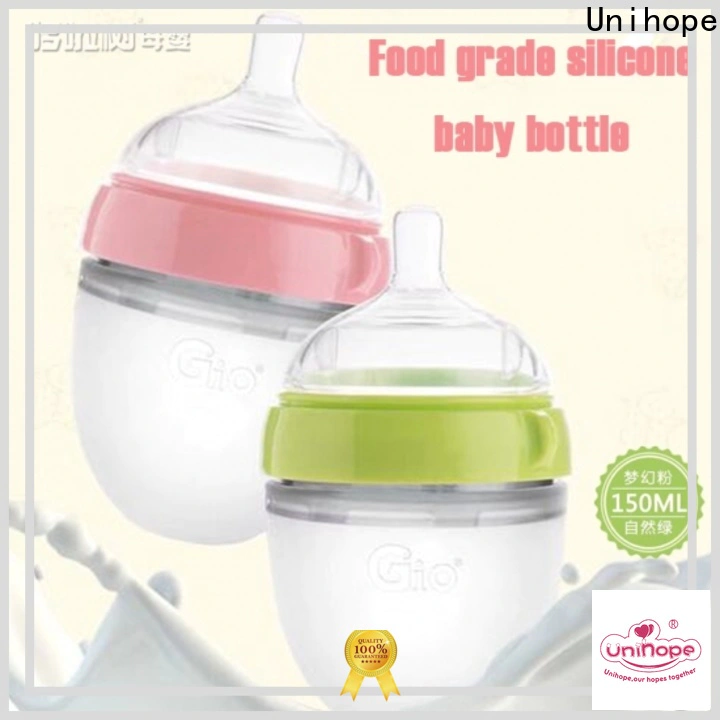 Unihope Latest Unihope silicone baby feeding bottle with spoon brand for baby store