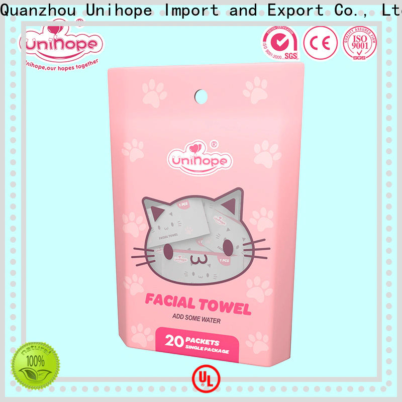 Latest Unihope disposable cotton face towels distributor for travelling