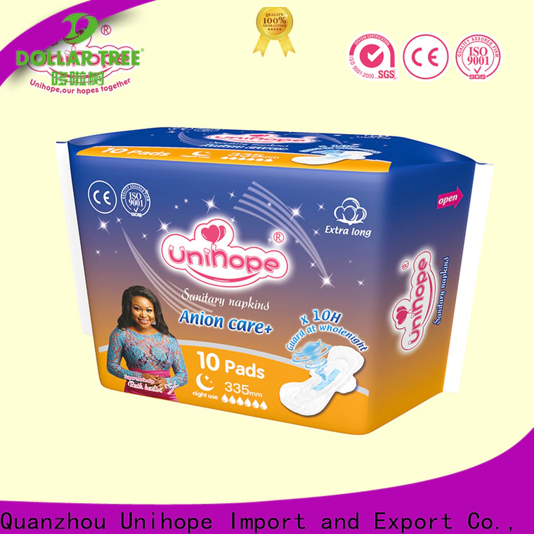Latest Unihope chemical free sanitary pads manufacturers for department store